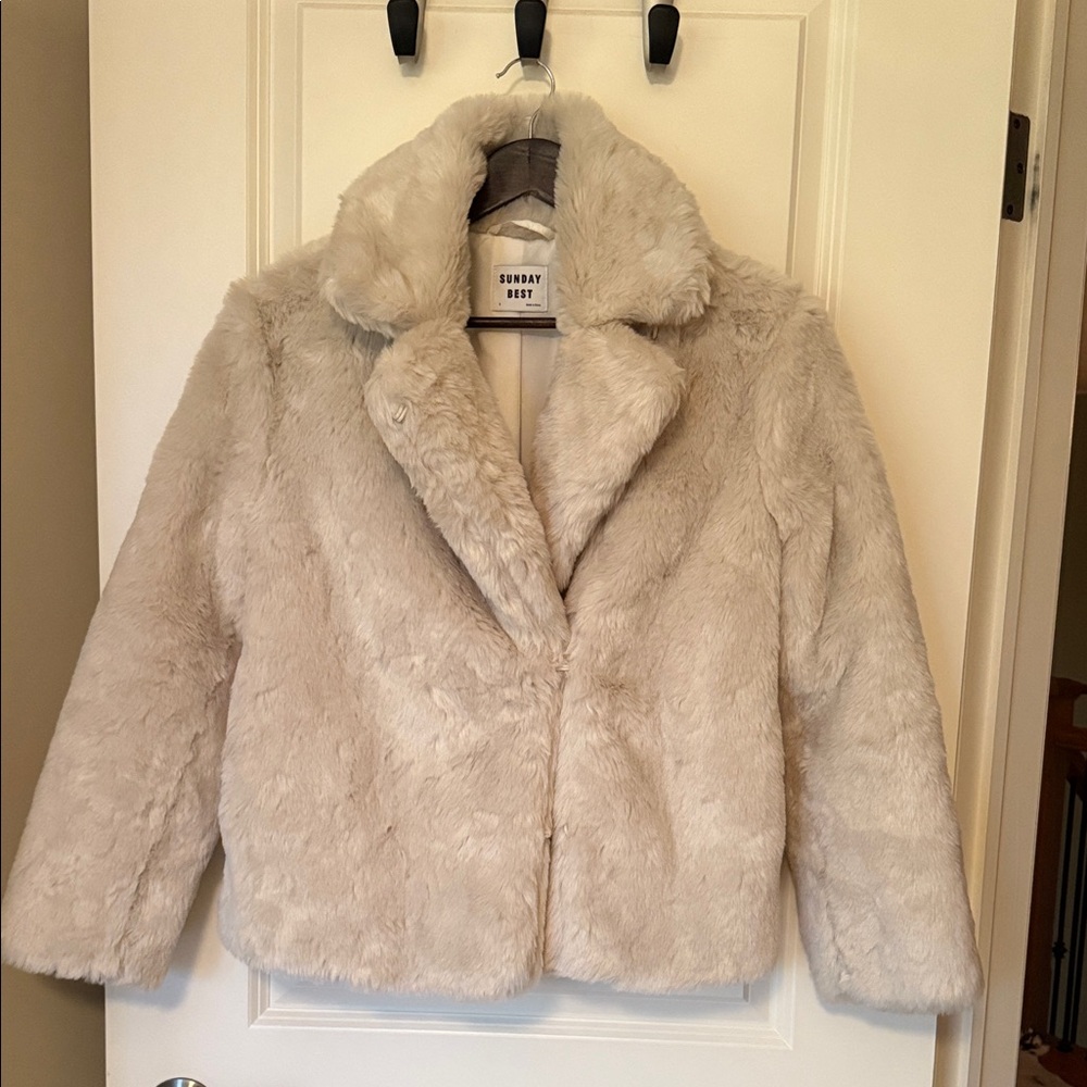 Sunday Best Cream Faux Fur Coat
